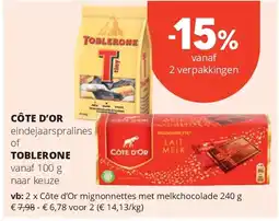 Spar Côte d’Or mignonnettes met melkchocolade 240 g aanbieding