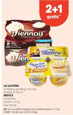 Spar La Laitière rijstpap met vanillesmaak 4 x 115 g aanbieding