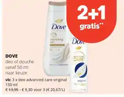 Spar DOVE deo advanced care original 150 ml aanbieding