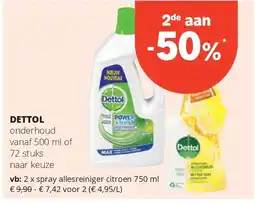 Spar DETTOL spray allesreiniger citroen 750 ml aanbieding