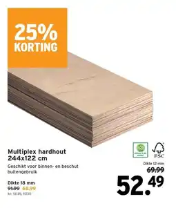 GAMMA Multiplex hardhout 244x122 cm aanbieding