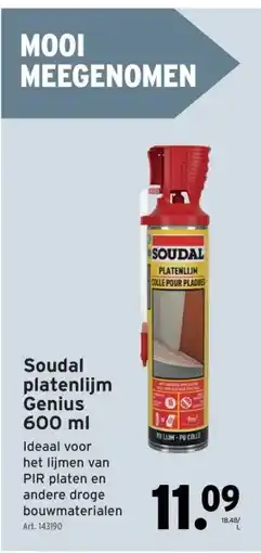 GAMMA Soudal platenlijm Genius 600 ml aanbieding