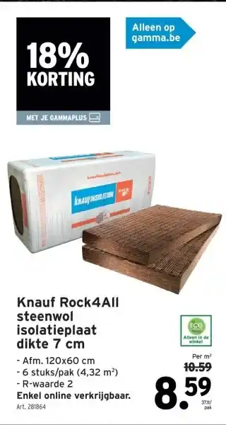 Knauf Rock4All steenwol isolatieplaat dikte 7 cm