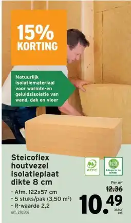 GAMMA Steicoflex houtvezel isolatieplaat dikte 8 cm aanbieding