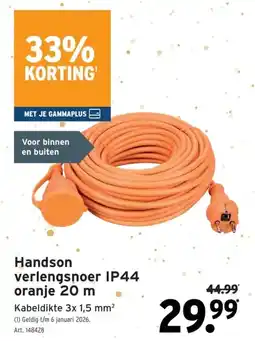 GAMMA Handson verlengsnoer IP44 oranje 20 m aanbieding