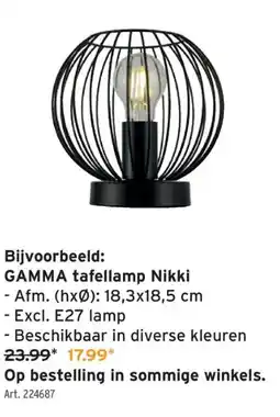GAMMA GAMMA tafellamp Nikki Afm. (hx0): 18,3x18,5 cm aanbieding