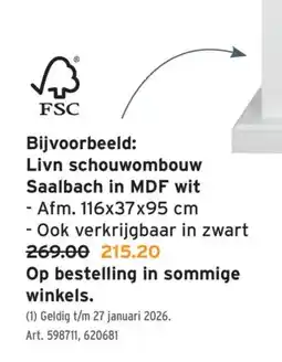 GAMMA Livn schouwombouw Saalbach in MDF wit aanbieding
