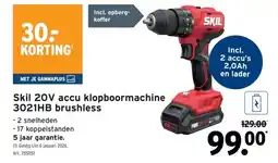 GAMMA Skil 20V accu klopboormachine 3021HB brushless aanbieding