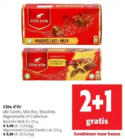 Colruyt Côte d’Or Mignonnette of Collection Bouchée Melk 8 x 25 g aanbieding