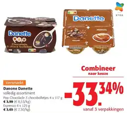 Colruyt Danone Danette Pop Chocolade 3 chocobolletjes 4 x 117 g aanbieding