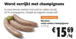 Colruyt Worsten rund-varken-champignons aanbieding