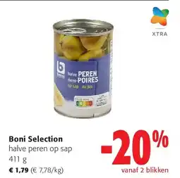 Colruyt Boni Selection halve peren op sap 411 g aanbieding