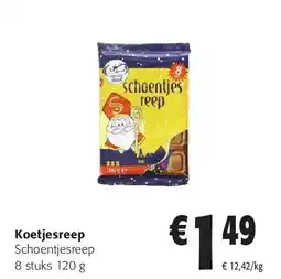 Colruyt Koetjesreep Schoentjesreep 8 stuks 120 g aanbieding