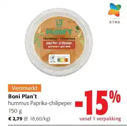 Colruyt Boni Plan't hummus Paprika-chilipeper 150 g aanbieding