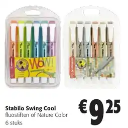 Colruyt Stabilo Swing Cool fluostiften of Nature Color 6 stuks aanbieding