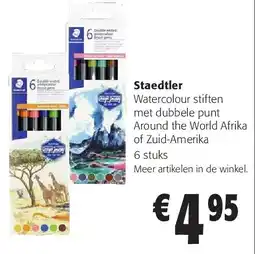 Colruyt Staedtler Watercolour stiften met dubbele punt Around the World Afrika of Zuid-Amerika 6 stuks aanbieding