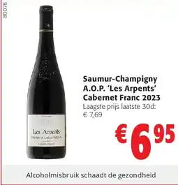 Colruyt Saumur-Champigny A.O.P. ‘Les Arpents’ Cabernet Franc 2023 aanbieding