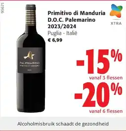 Colruyt Primitivo di Manduria D.O.C. Palemarino 2023/2024 aanbieding