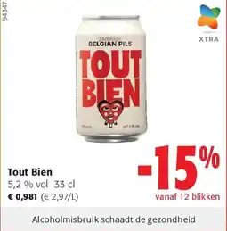 Colruyt Tout Bien 5,2 % vol 33 cl aanbieding