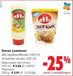 Colruyt Devos Lemmens Mayonnaise met citroen 450 ml aanbieding