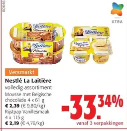 Colruyt Nestlé La Laitière Mousse met Belgische chocolade 4 x 61 g aanbieding