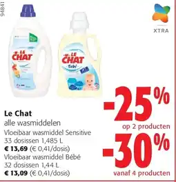 Colruyt Le Chat Vloeibaar wasmiddel Sensitive 33 dosissen 1,485 L aanbieding