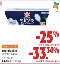 Colruyt Yoplait Skyr yoghurt natuur 4 x 100 g aanbieding