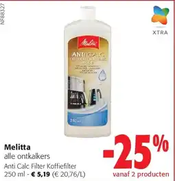 Colruyt Melitta Anti Calc Filter Koffiefilter 250 ml aanbieding