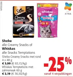 Colruyt Sheba Creamy Snacks met rund 4 x 48 g aanbieding