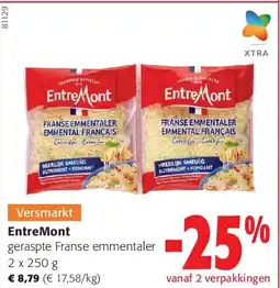 Colruyt EntreMont geraspte Franse emmentaler 2 x 250 g aanbieding