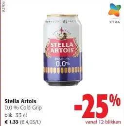 Colruyt Stella Artois 0,0 % Cold Grip blik 33 cl aanbieding