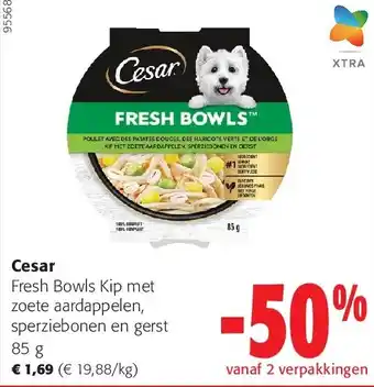 Colruyt Cesar Fresh Bowls Kip met zoete aardappelen, sperziebonen en gerst 85 g aanbieding