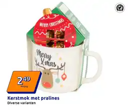 Action Kerstmok met pralines aanbieding