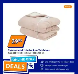 Action Carmen elektrische knuffeldeken aanbieding