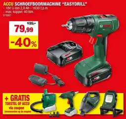 Hubo Bosch EasyDrill 18V-40 accu schroefboormachine 18V Li-Ion met 2 accu's + lader aanbieding