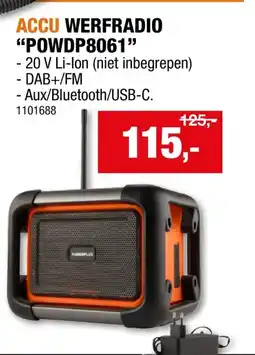 Hubo Powerplus Dual Power POWDP8061 accu werfradio 20V 220V zonder accu aanbieding