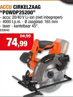Hubo Powerplus Dual Power POWDP25200 accu cirkelzaag 20V 165mm zonder accu aanbieding