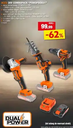 Hubo Powerplus Dual Power powertoolsset 20V 16-delig aanbieding