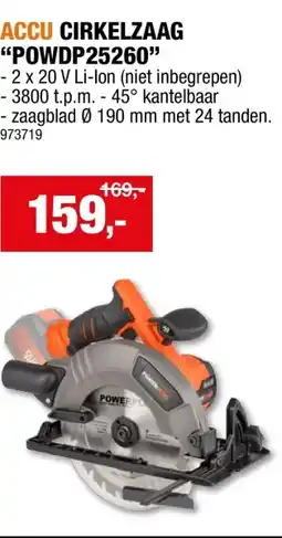 Hubo Powerplus Dual Power POWDP25260 cirkelzaag 2x20 V 190mm aanbieding