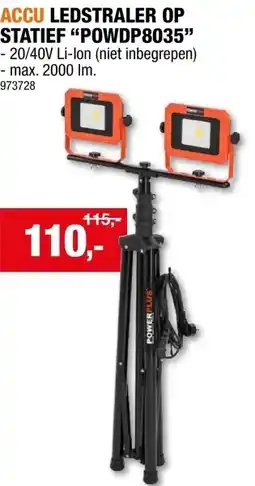 Hubo Powerplus Dual Power POWDP8035 LED straler op statief 2x20 W aanbieding