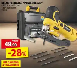 Hubo Powerplus POWXBOX030 decoupeerzaag 750W + 10 zaagbladen aanbieding