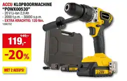 Hubo Powerplus POWX00530 accu klopboormachine 20V Li-Ion + 2 accu's + lader aanbieding