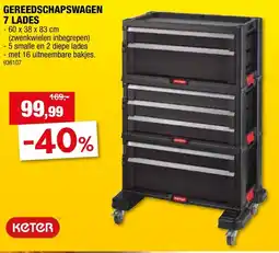 Hubo Keter gereedschapswagen 7 lades aanbieding