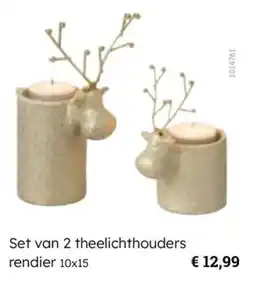 Multi bazar Set van 2 theelichthouders rendier aanbieding