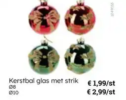 Multi bazar Kerstbal glas met strik aanbieding