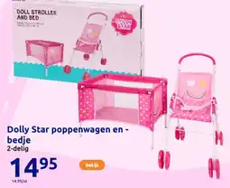 Action Dolly Star poppenwagen en bedje aanbieding