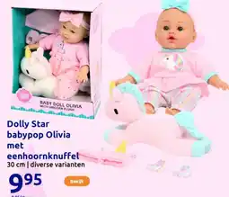 Action Dolly Star babypop Olivia met eenhoornknuffel aanbieding