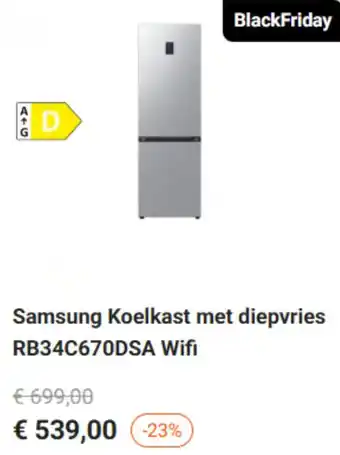 Samsung Koelkast met diepvries RB34C670DSA Wifi