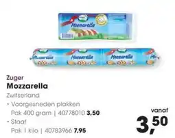 Hanos Zuger Mozzarella Voorgesneden plakken aanbieding