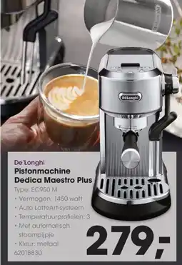 Hanos De'Longhi Pistonmachine Dedica Maestro Plus aanbieding